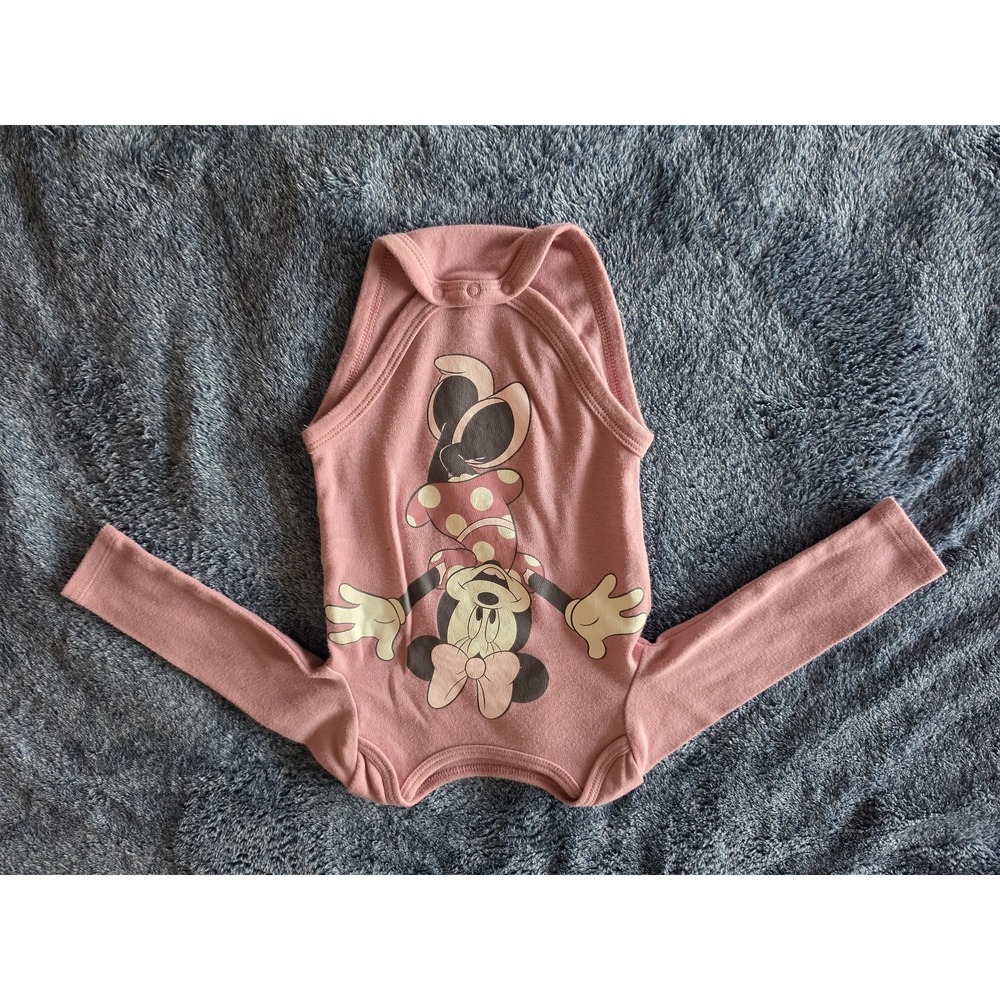 Disney Baby Bodysuit 12M Pink Graphic Long Sleeve Infant One-Piece Romper
